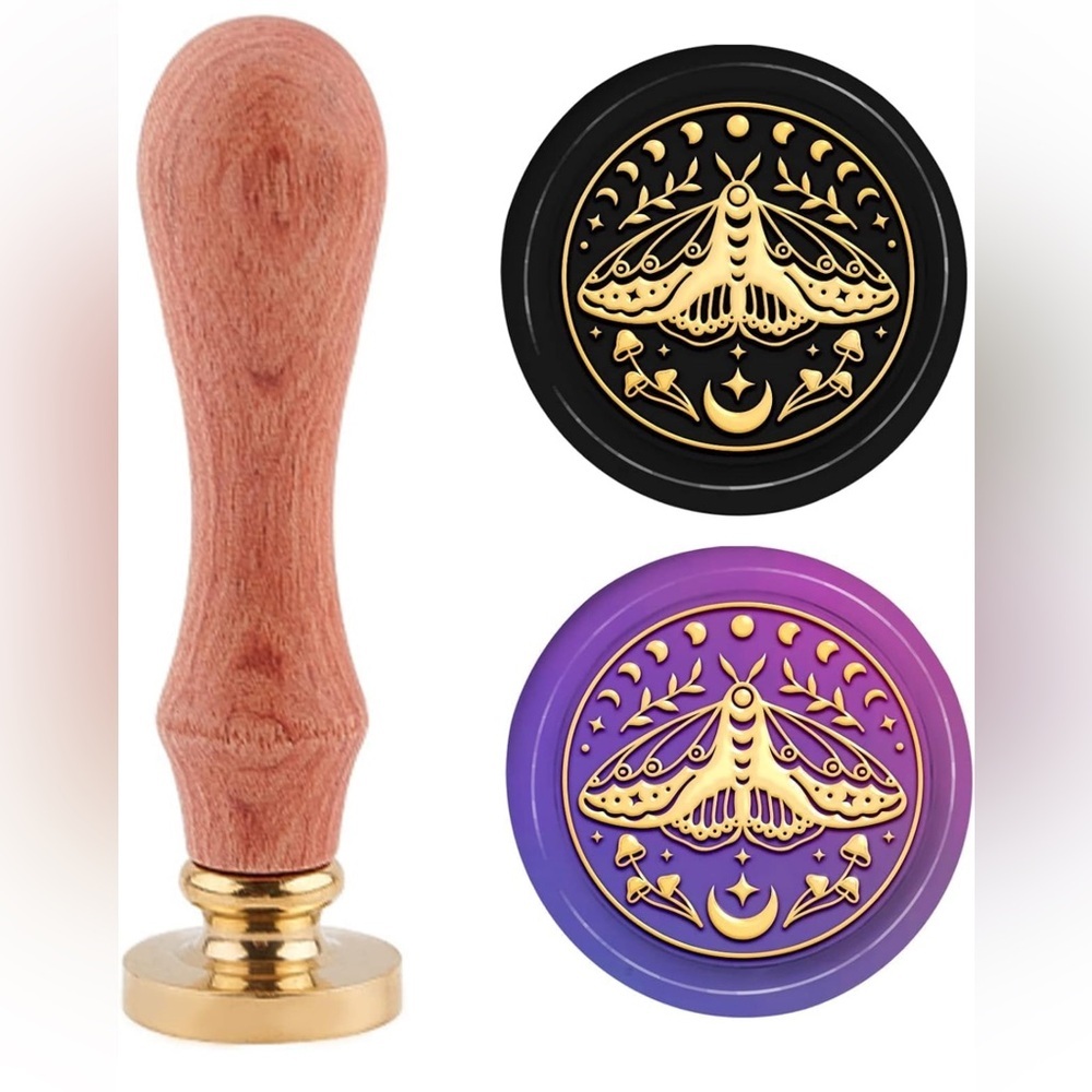 Moths, Moons and Mushrooms Wax Seal Stamp Brass Head Sealing Stamp, New 🌛🦋🍄